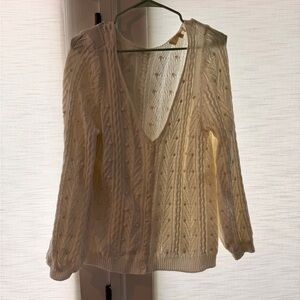 Sezane Ecru Cable Knit Cardigan